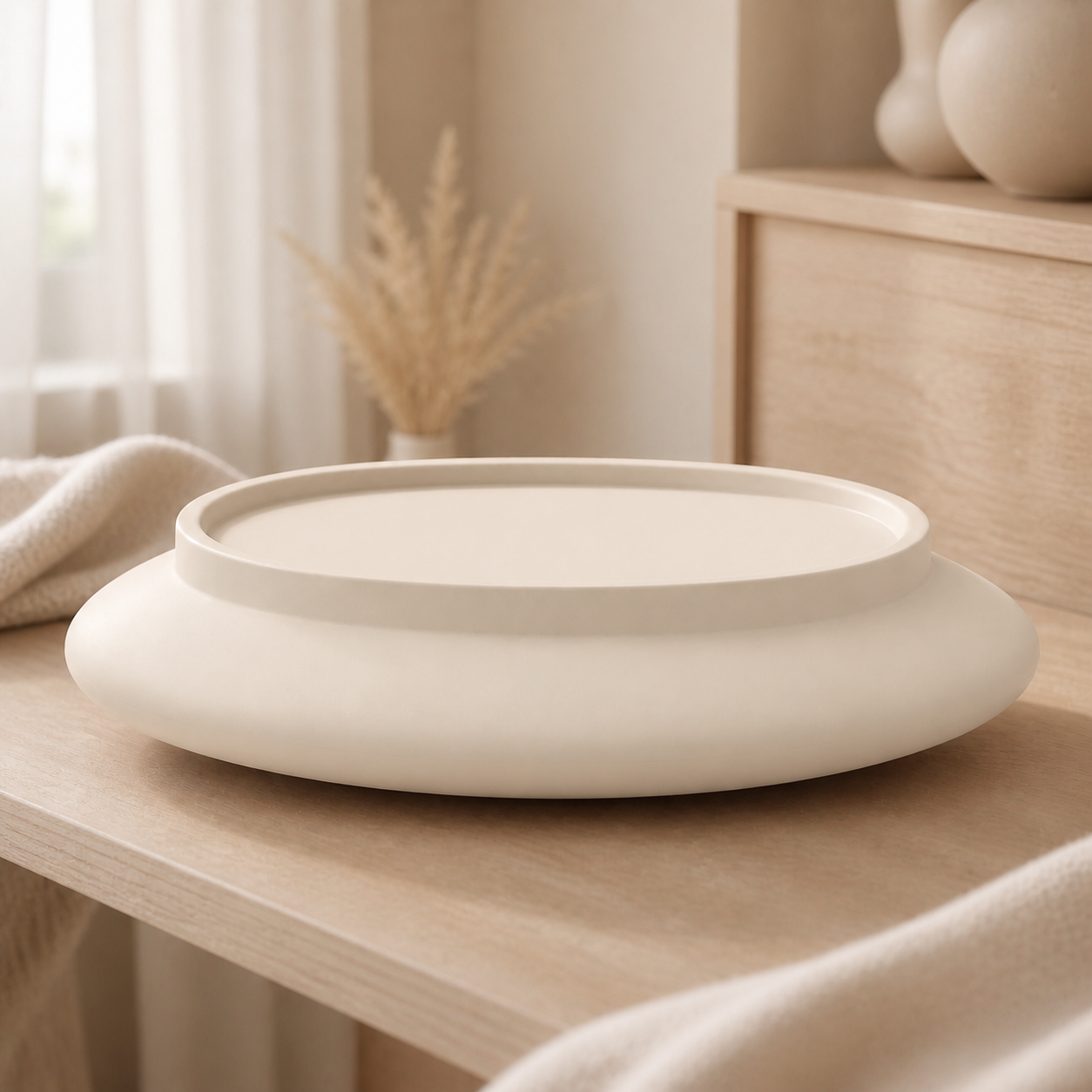 UFO Display Riser, Pastel Celestial Shelf Accent, Cute Desk Room Decor — Beige color variant