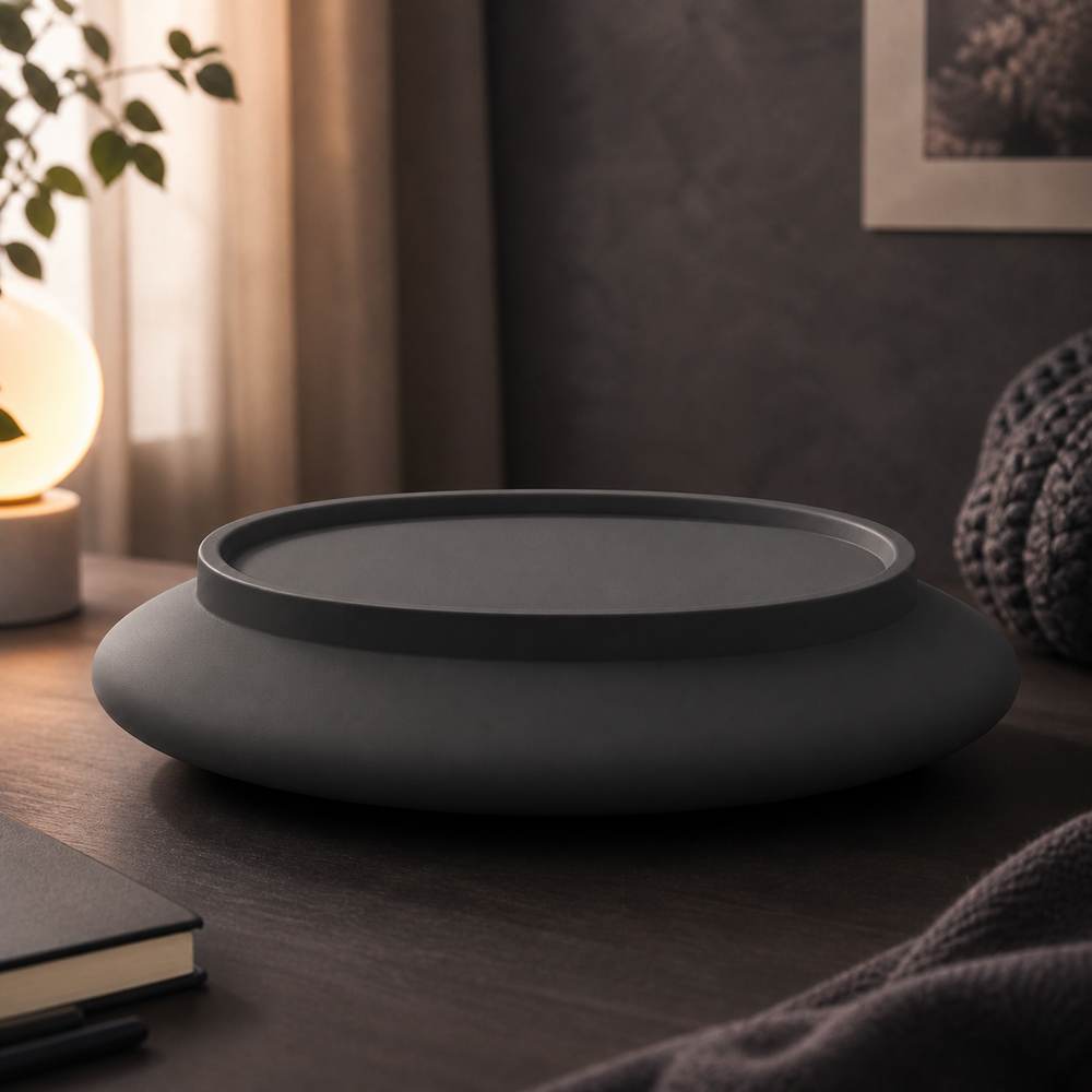 UFO Display Riser, Pastel Celestial Shelf Accent, Cute Desk Room Decor — Black color variant