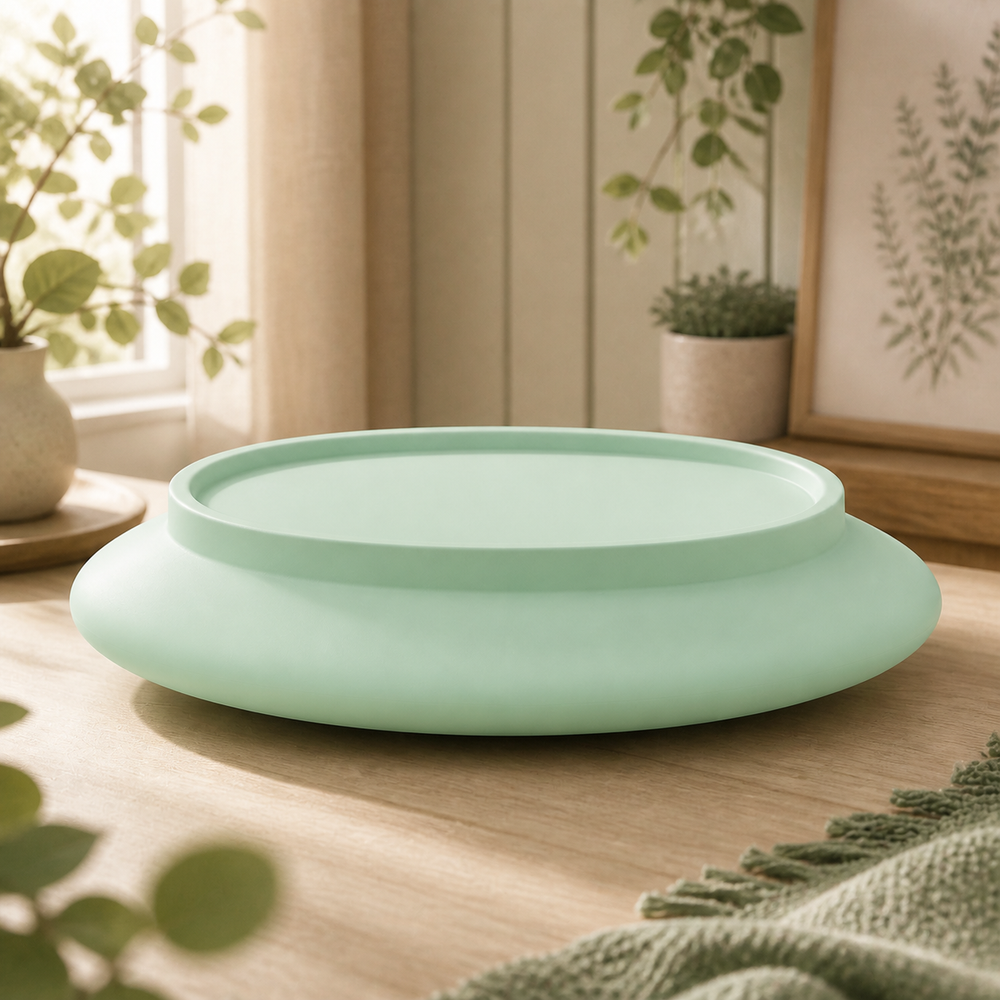 UFO Display Riser, Pastel Celestial Shelf Accent, Cute Desk Room Decor — Green color variant