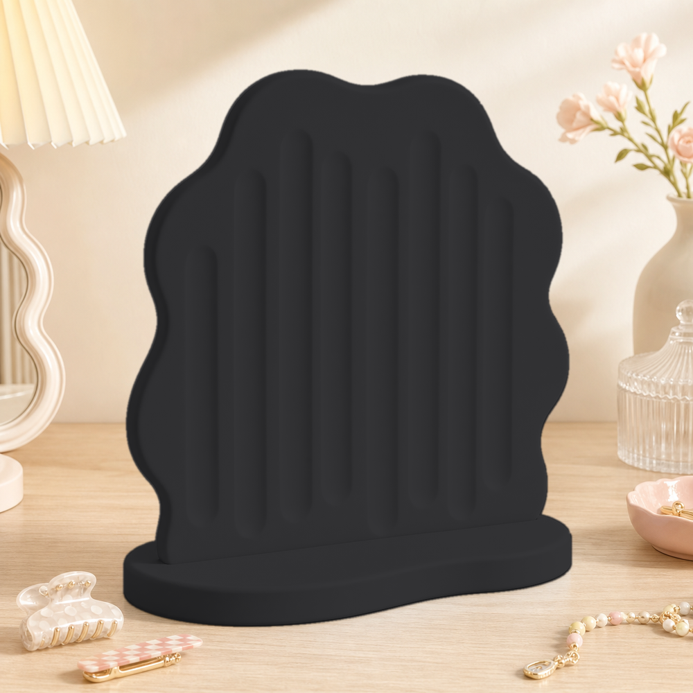 Wavy Blob Earring Display, Hair Clip Holder, Pastel Vanity Organizer, Cute Desk Decor — Black color variant