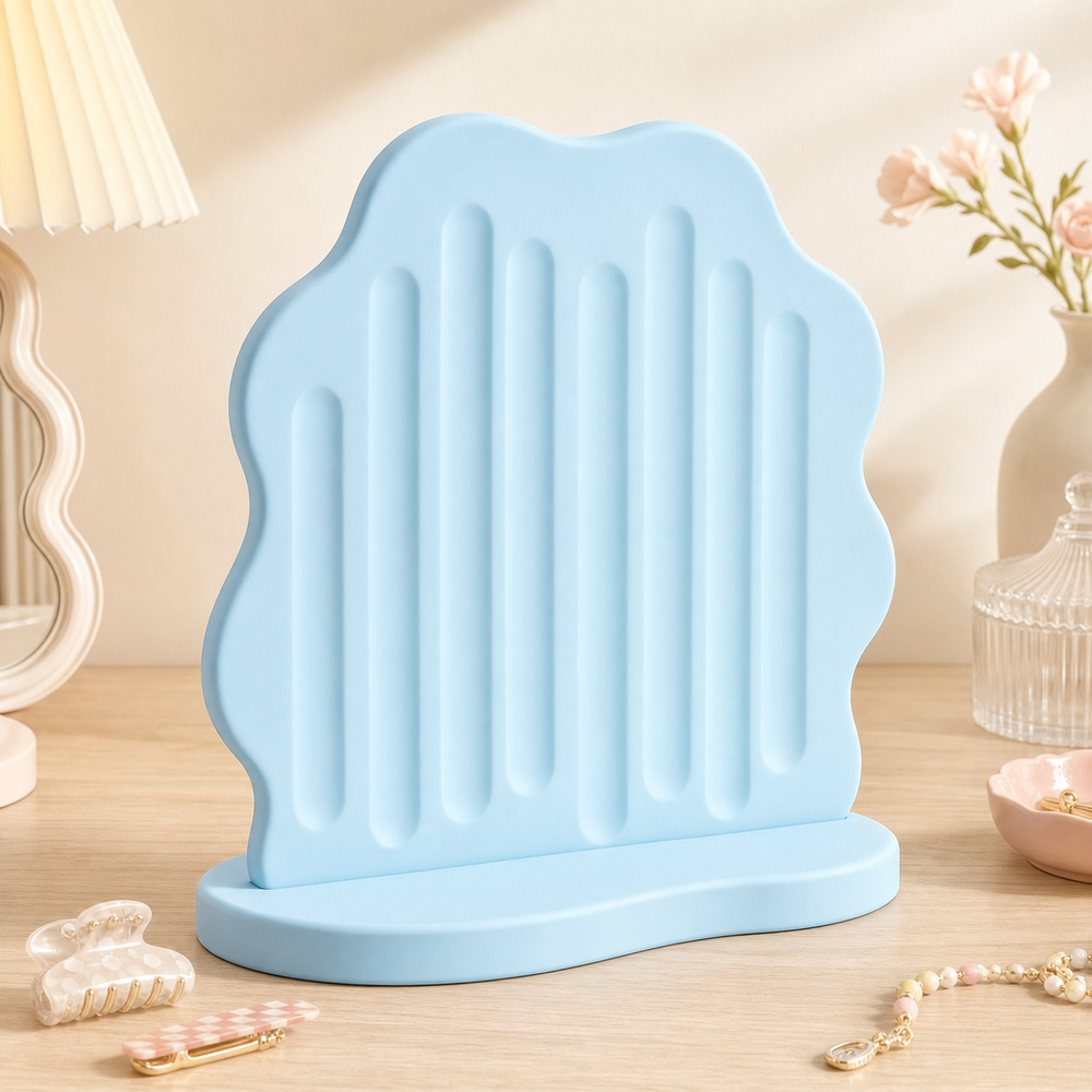 Wavy Blob Earring Display, Hair Clip Holder, Pastel Vanity Organizer, Cute Desk Decor — Blue color variant