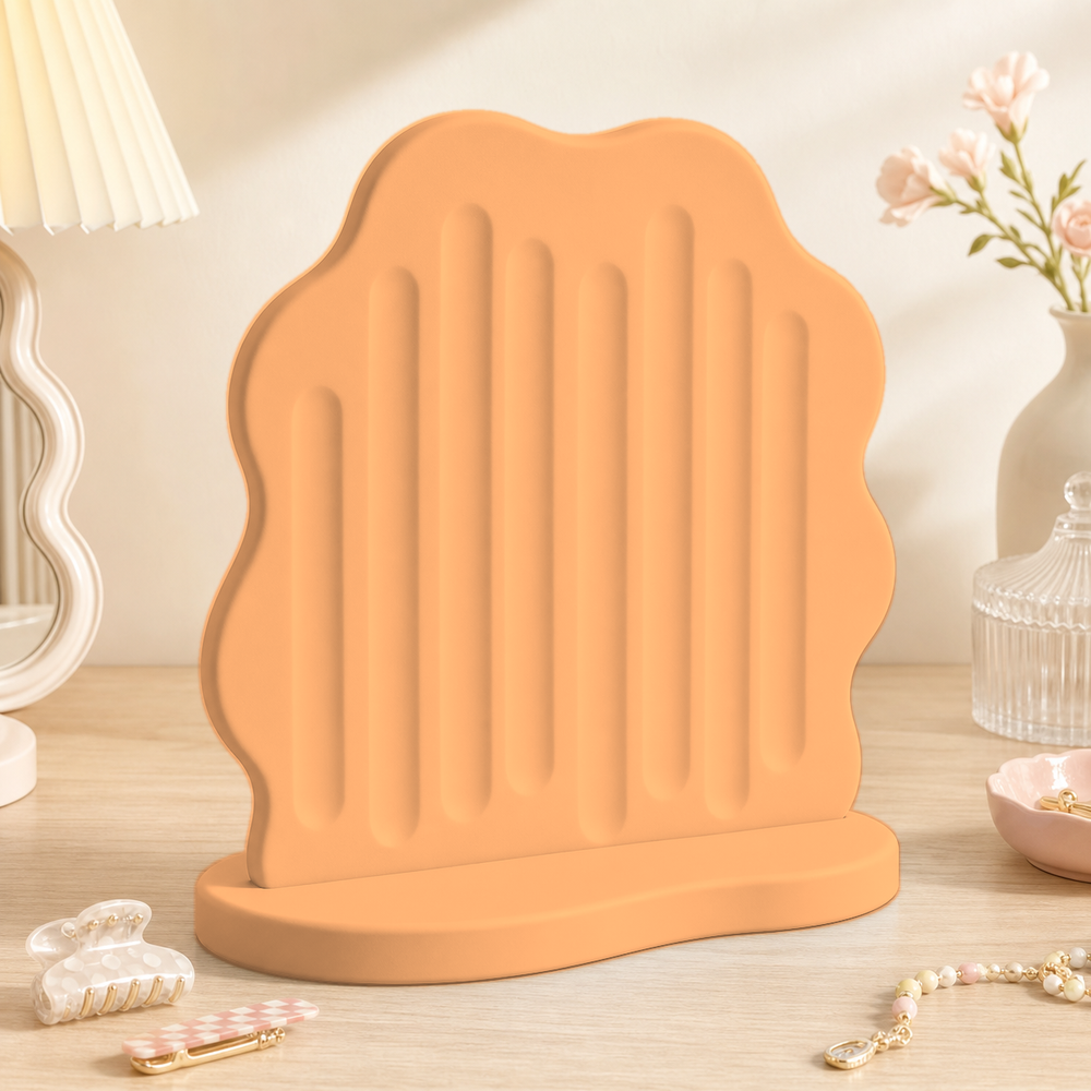 Wavy Blob Earring Display, Hair Clip Holder, Pastel Vanity Organizer, Cute Desk Decor — Orange color variant