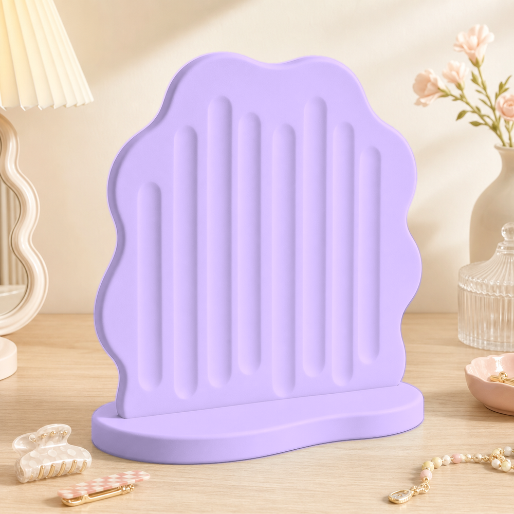 Wavy Blob Earring Display, Hair Clip Holder, Pastel Vanity Organizer, Cute Desk Decor — Purple color variant