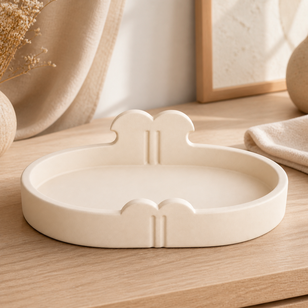 Gemini Twins Vanity Tray, Zodiac Catchall Dish, Pastel Desk Decor Gift — Beige color variant