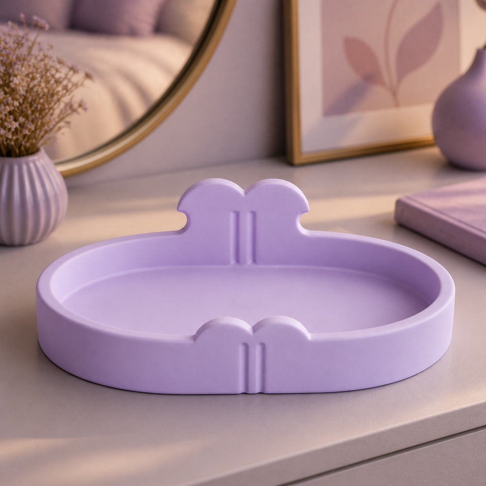 Gemini Twins Vanity Tray, Zodiac Catchall Dish, Pastel Desk Decor Gift — Purple color variant