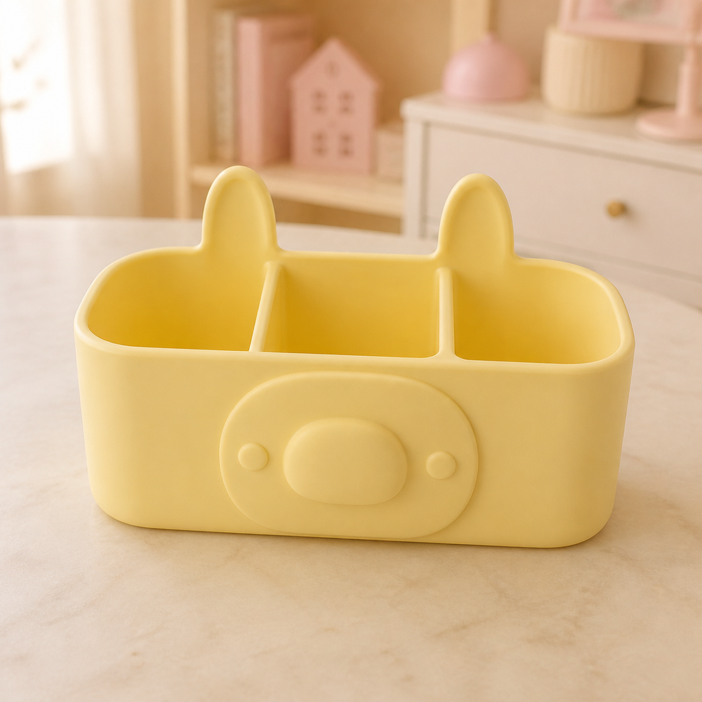 Llama Vanity Caddy, Pastel Desk Organizer, Cute Dorm Desk Decor Gift — Yellow color variant