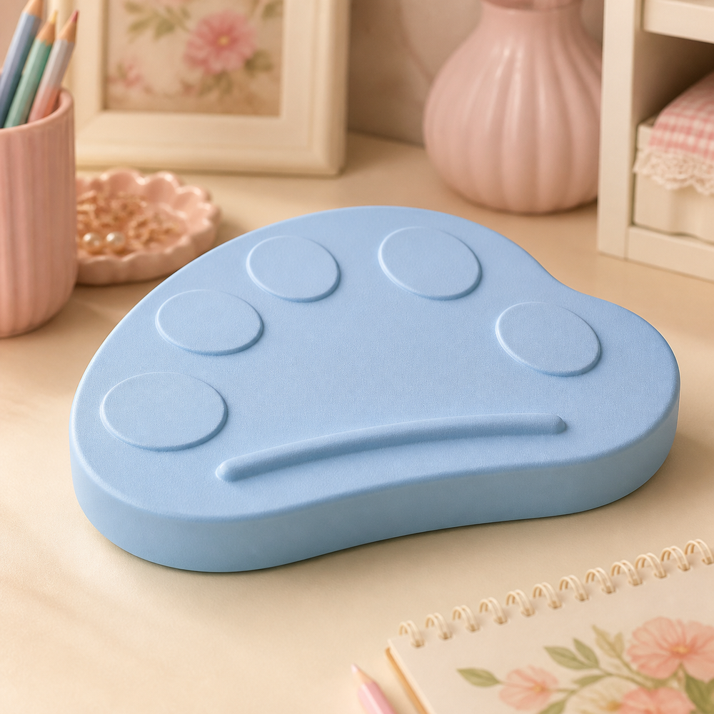 Paint Palette Desk Accent, Pastel Artist Shelf Decor — Blue color variant