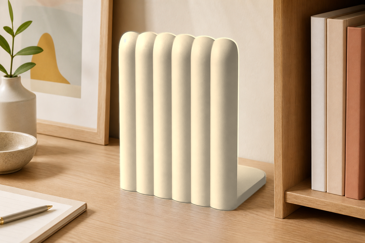 Accordion Bookend, Pastel Music Room Decor, Cute Desk Shelf Accent Gift — Beige color variant