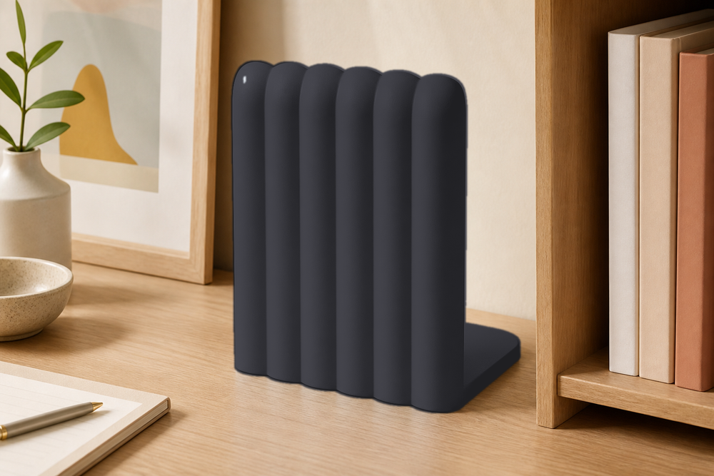 Accordion Bookend, Pastel Music Room Decor, Cute Desk Shelf Accent Gift — Black color variant