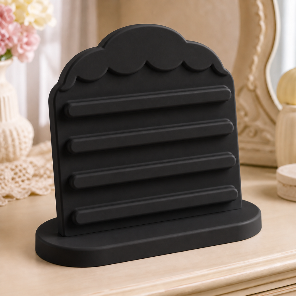 Acorn Cap Earring Stand, Cottagecore Hair Clip Display, Pastel Vanity Decor — Black color variant