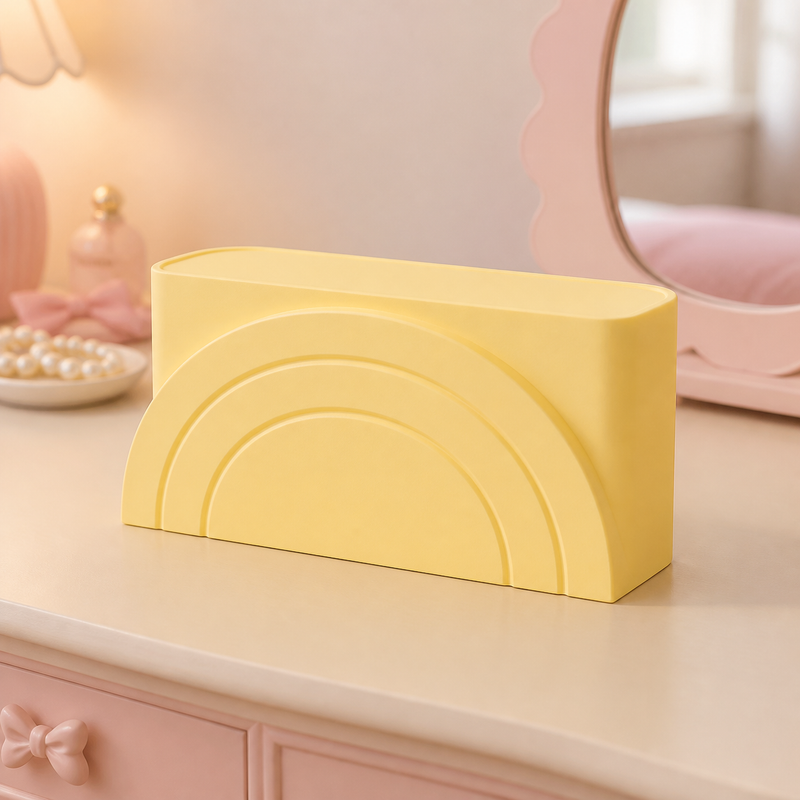 Arched Rainbow Display Riser, Pastel Vanity Stand — Yellow color variant