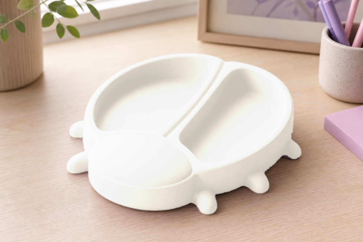 Beetle Desk Organizer, Cute Bug Divided Catchall Tray, Kawaii Desk Decor Gift — Beige color variant