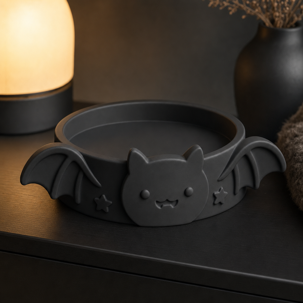 Display Riser, Pastel Bat Shelf Accent, Cute Nursery Decor Stand Base — Black lifestyle color variant