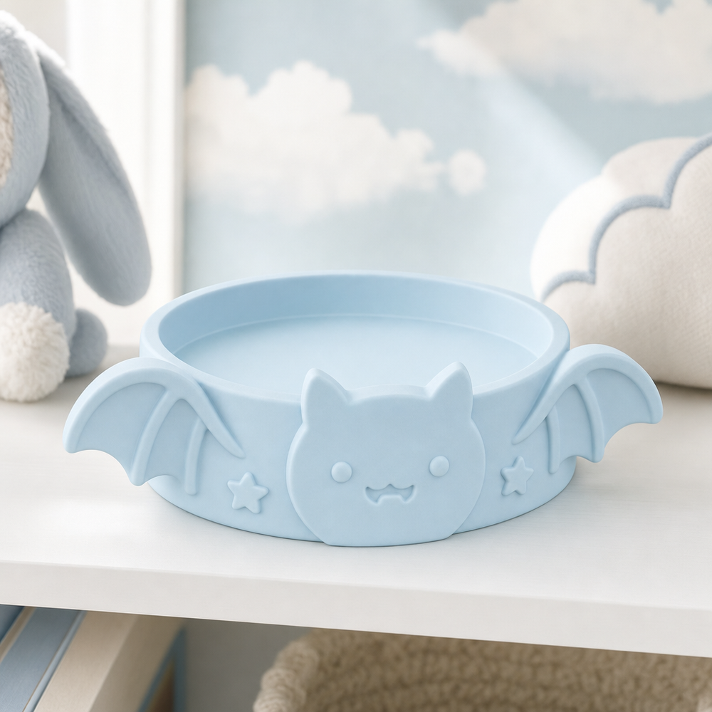 Display Riser, Pastel Bat Shelf Accent, Cute Nursery Decor Stand Base — Blue lifestyle color variant