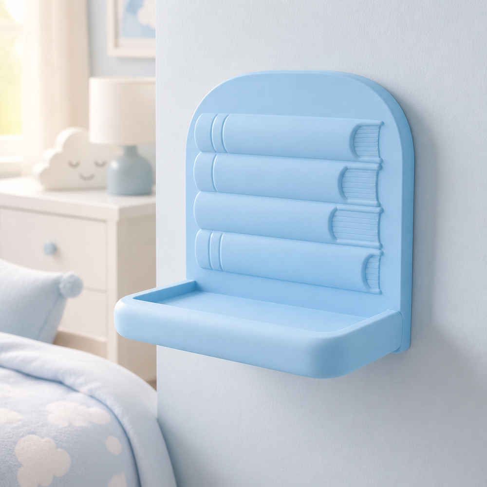 Book Nook Mini Wall Ledge, Pastel Reading Shelf, Cute Book Lover Room Decor — Blue color variant