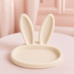 Bunny Ear Ring Dish, Pastel Jewelry Holder — Beige color variant
