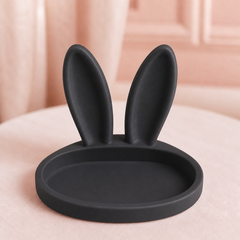 Bunny Ear Ring Dish, Pastel Jewelry Holder — Black color variant