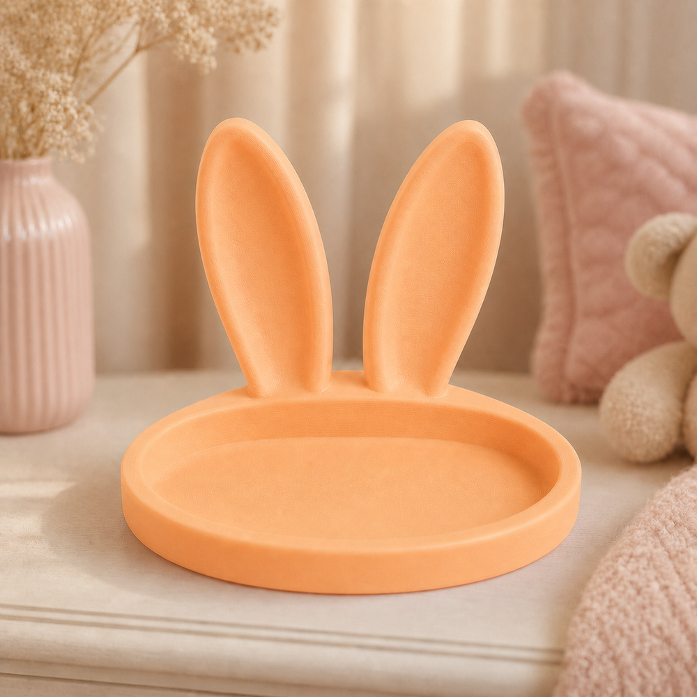 Bunny Ear Ring Dish, Pastel Jewelry Holder — Orange lifestyle color variant