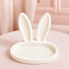 Bunny Ear Ring Dish, Pastel Jewelry Holder — White color variant