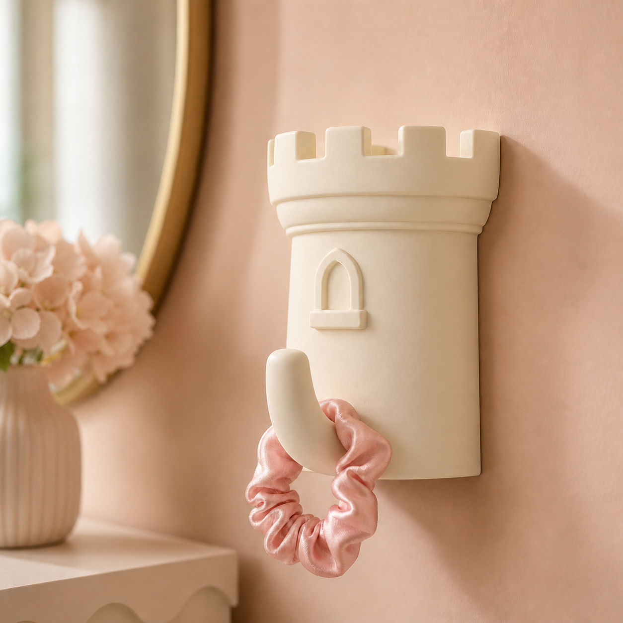 Castle Turret Wall Hook, Pastel Nursery Decor — Beige color variant