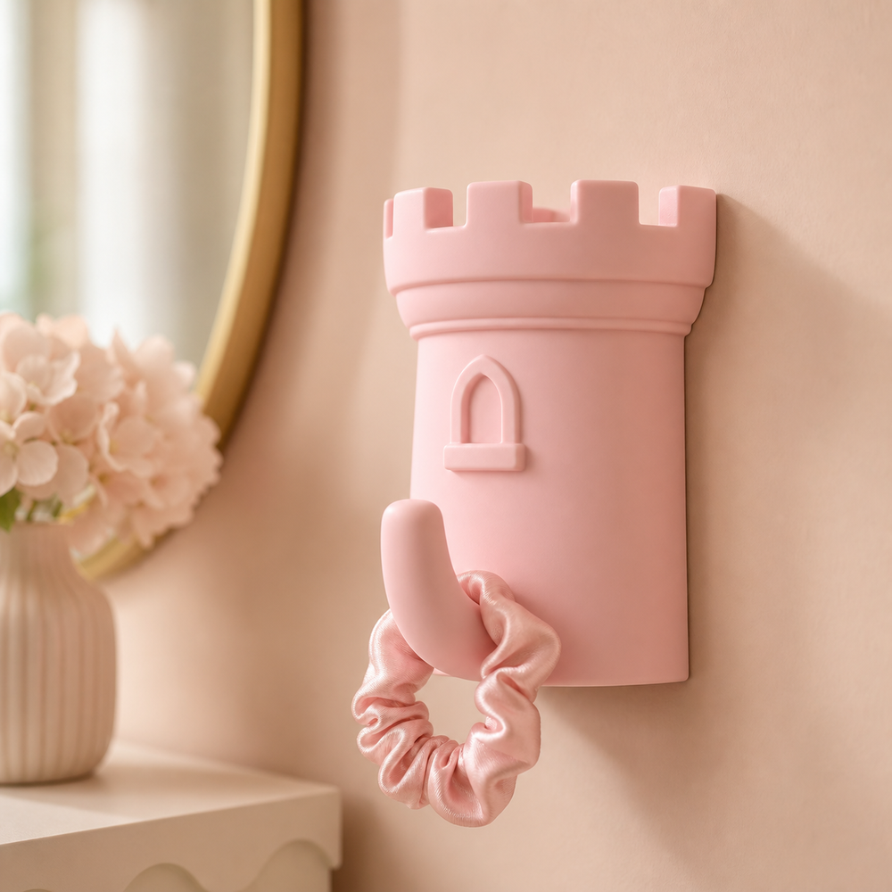 Castle Turret Wall Hook, Pastel Nursery Decor — Pink color variant