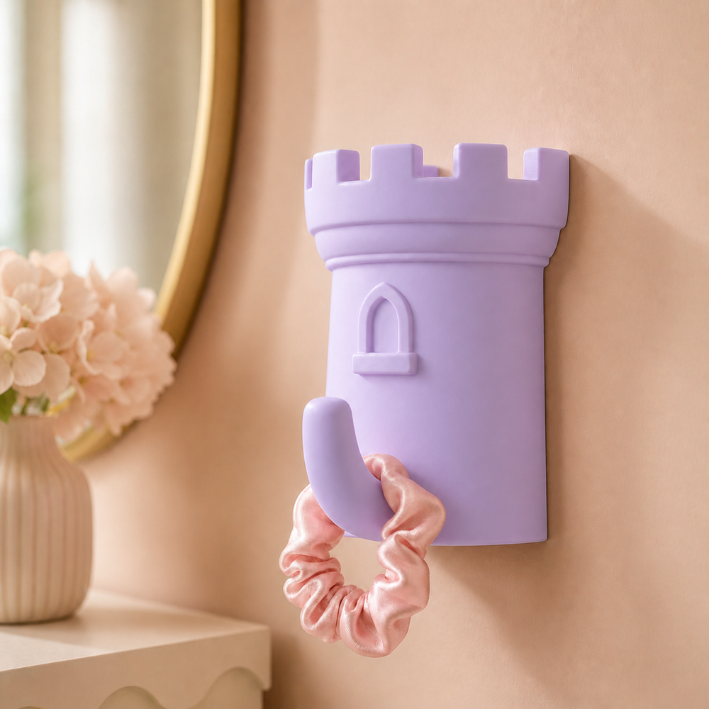 Castle Turret Wall Hook, Pastel Nursery Decor — Purple color variant