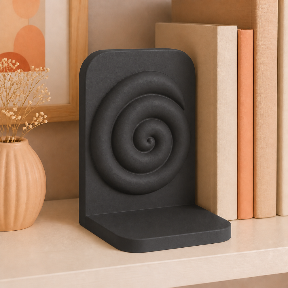 Cinnamon Roll Bookend, Cute Bakery Shelf Decor, Pastel Bookshelf Gift — Black color variant