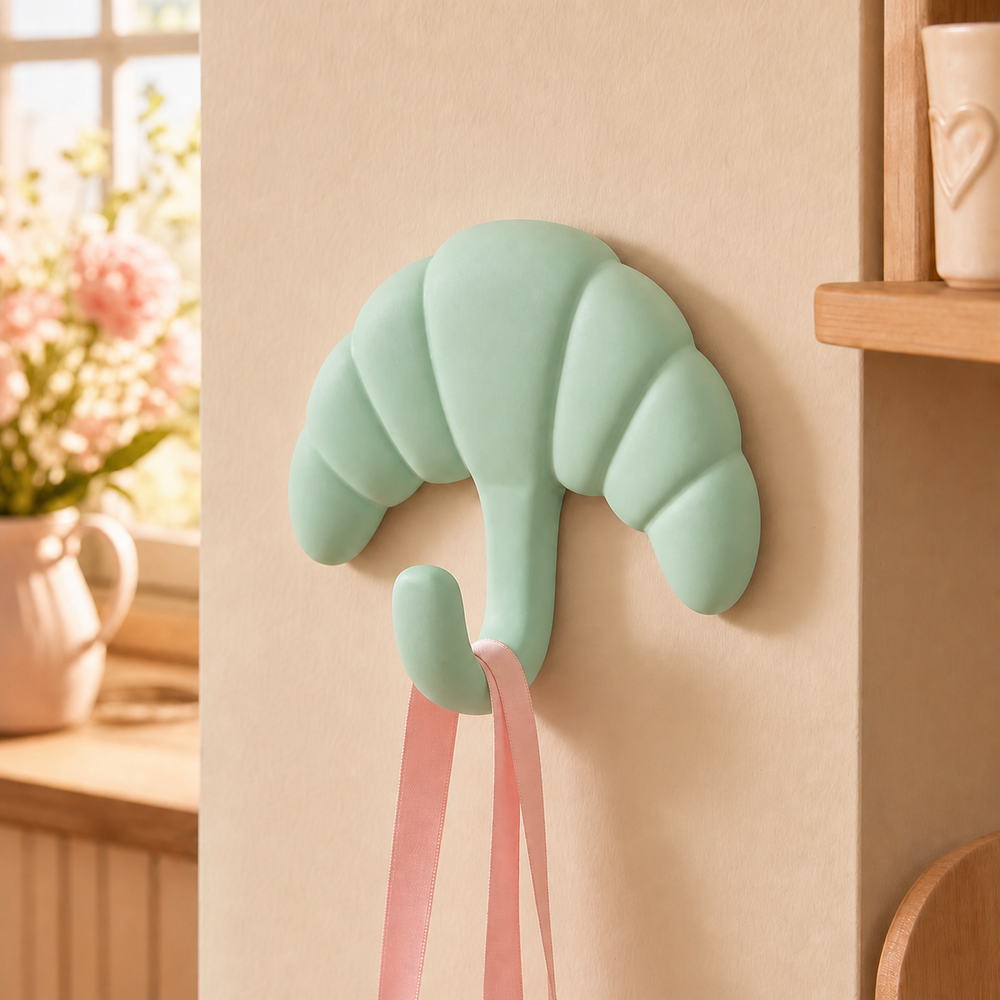 Croissant Wall Hook, Pastel Key Holder — Green color variant