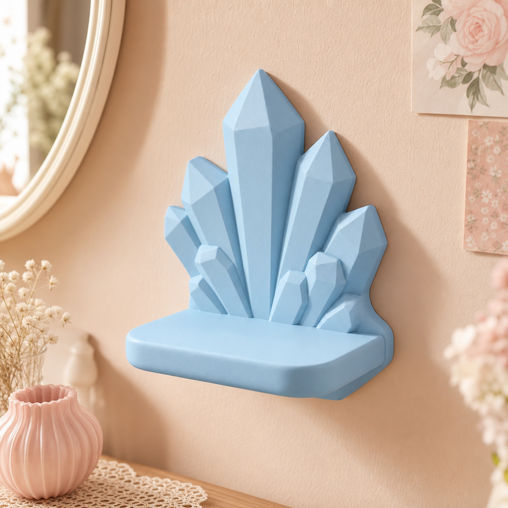 Crystal Wall Ledge, Fairycore Pastel Mini Shelf, Cute Room Decor Gift — Blue color variant
