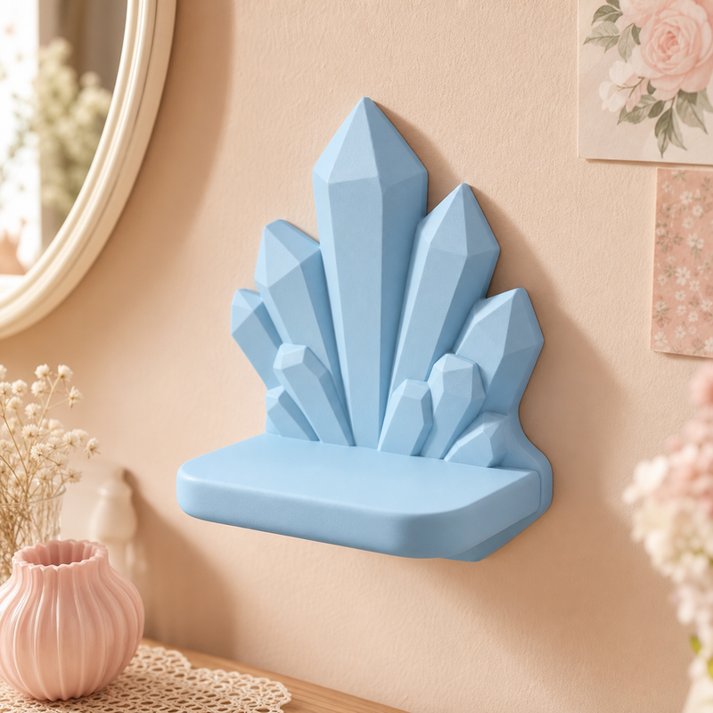 Crystal Wall Ledge, Fairycore Pastel Mini Shelf, Cute Room Decor Gift — Blue color variant