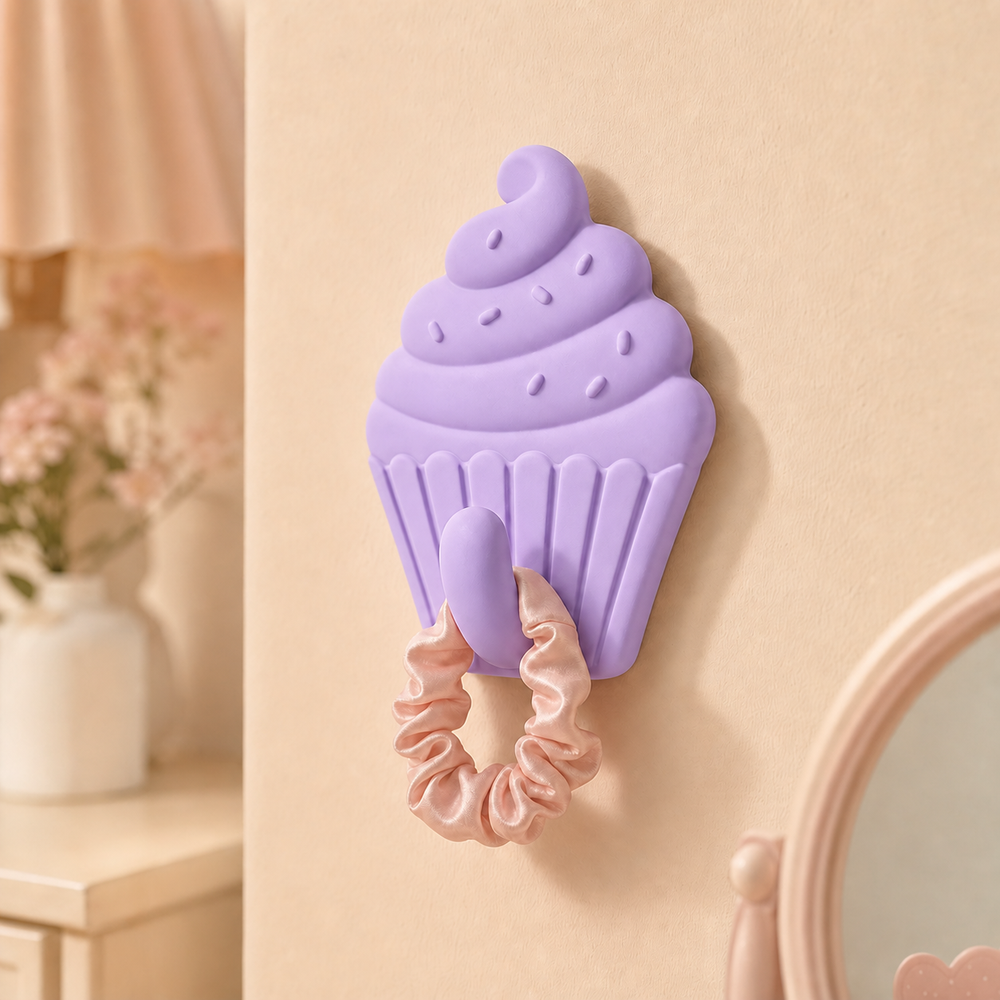 Cupcake Wall Hook, Pastel Sweet Room Decor — Purple color variant