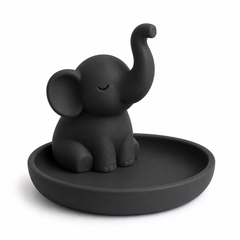 Elephant Trunk Ring Dish, Pastel Jewelry Tray — Black color variant