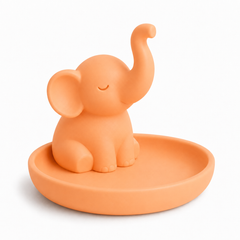 Elephant Trunk Ring Dish, Pastel Jewelry Tray — Orange color variant