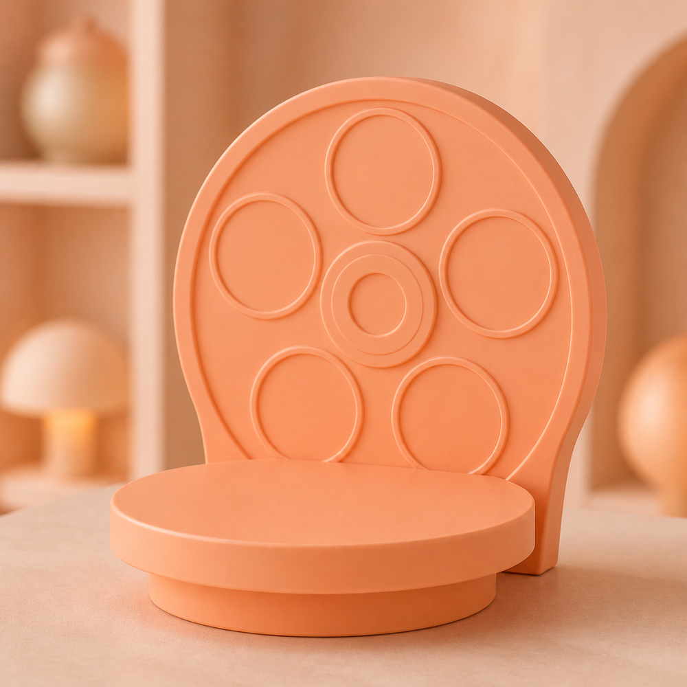 Film Reel Display Riser, Pastel Movie Shelf Stand, Cute Desk Room Decor Gift — Orange color variant