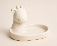 Giraffe Neck Ring Dish, Pastel Safari Jewelry Holder — Beige color variant