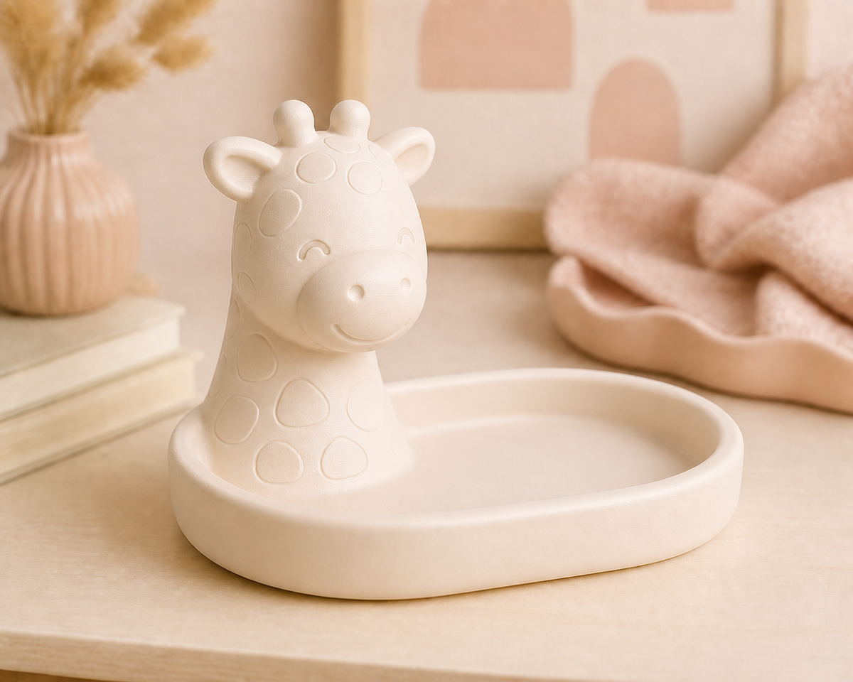 Giraffe Neck Ring Dish, Pastel Safari Jewelry Holder — Beige lifestyle color variant