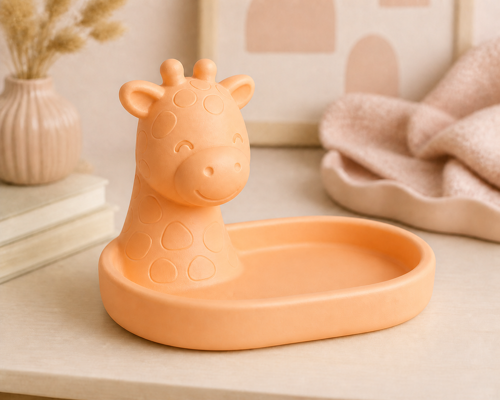 Giraffe Neck Ring Dish, Pastel Safari Jewelry Holder — Orange lifestyle color variant