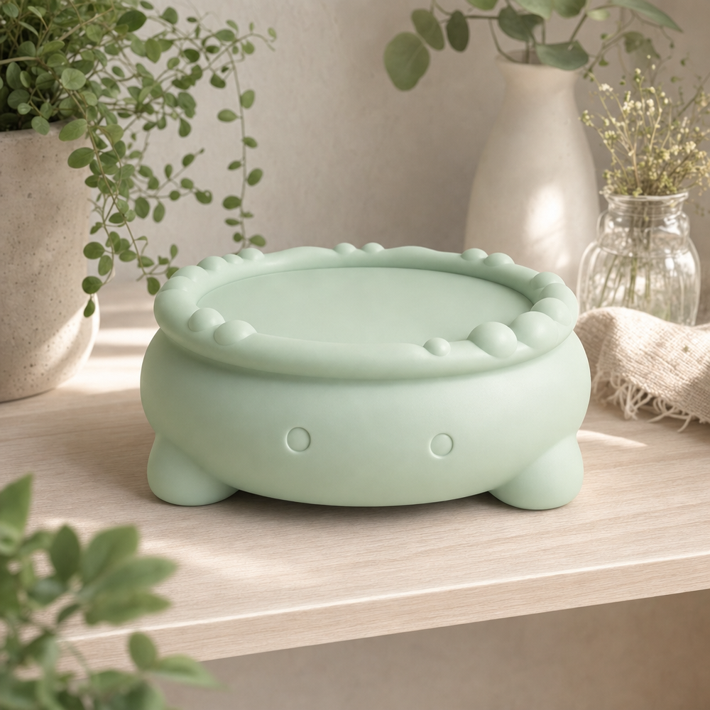 Display Riser, Pastel Cauldron Stand, Fairycore Shelf Decor, Cute Candle Pedestal — Green lifestyle color variant