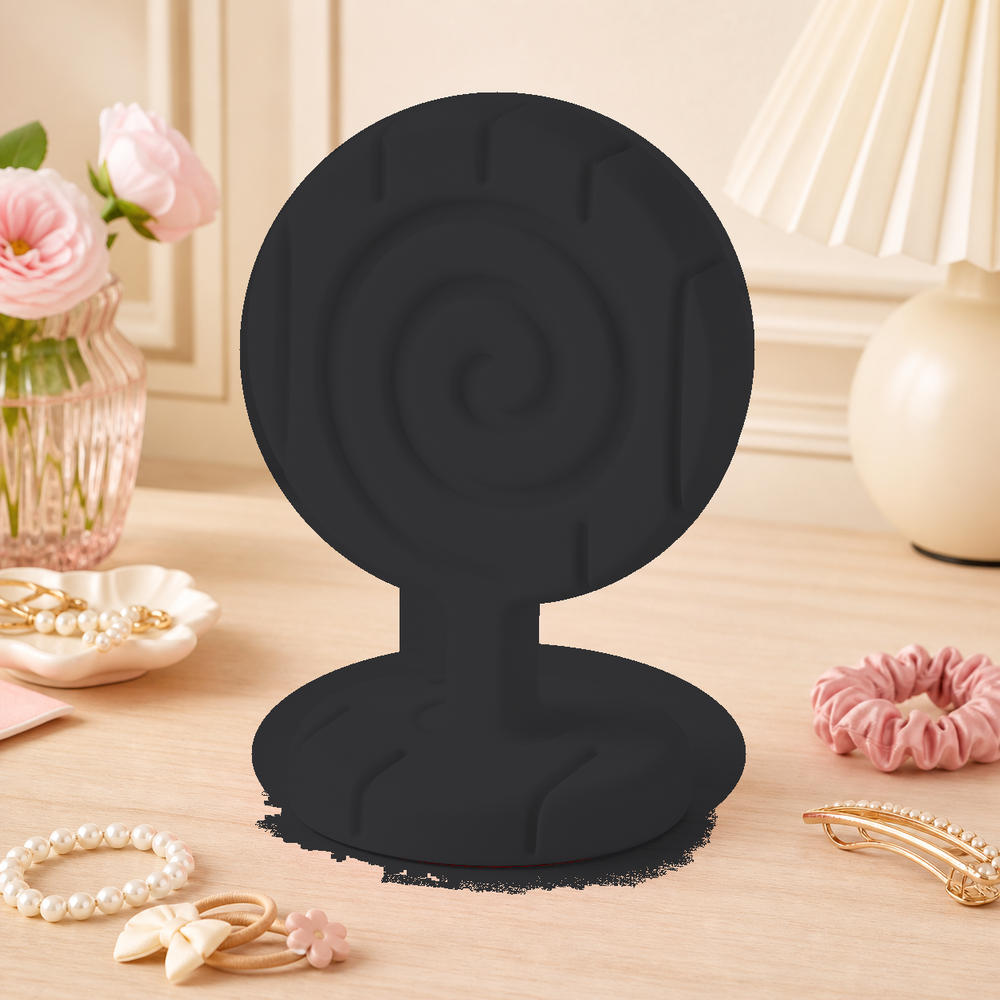 Lollipop Earring Stand, Hair Clip Holder, Pastel Vanity Organizer, Cute Desk Decor — Black color variant