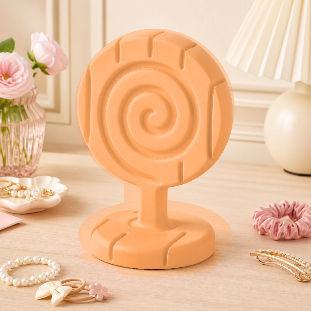 Lollipop Earring Stand, Hair Clip Holder, Pastel Vanity Organizer, Cute Desk Decor — Orange color variant