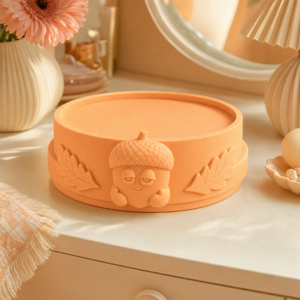 Display Riser, Pastel Acorn Candle Stand, Cottagecore Teacher Gift — Orange lifestyle color variant