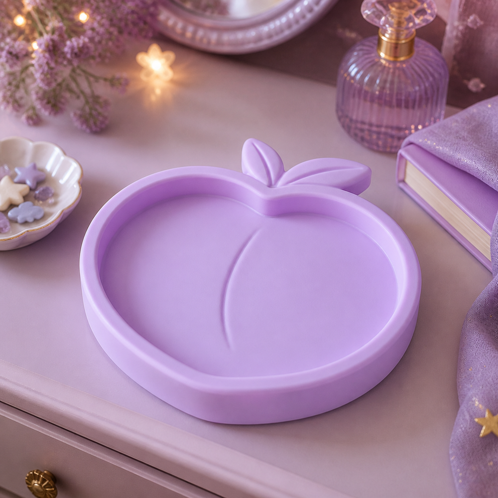Peach Vanity Tray, Pastel Catchall Dish, Cute Desk Decor, Kawaii Gift — Purple color variant