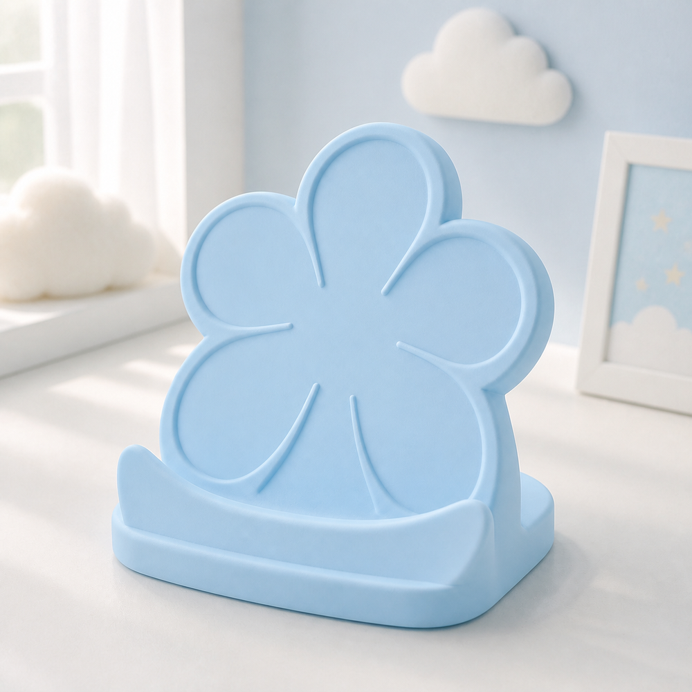 Petal Phone Stand, Pastel Desk Phone Holder, Cute Vanity Dorm Room Decor Gift — Blue color variant