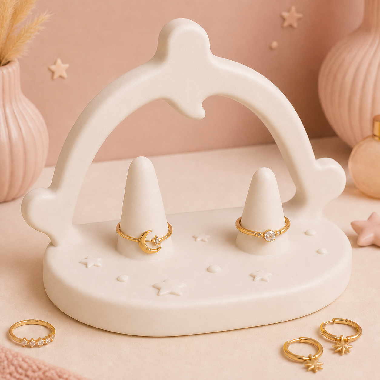 Sagittarius Bow Jewelry Holder, Zodiac Ring Holder, Astrology Vanity Decor — Beige color variant