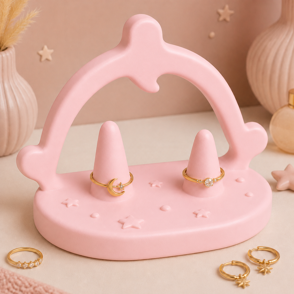 Sagittarius Bow Jewelry Holder, Zodiac Ring Holder, Astrology Vanity Decor — Pink color variant