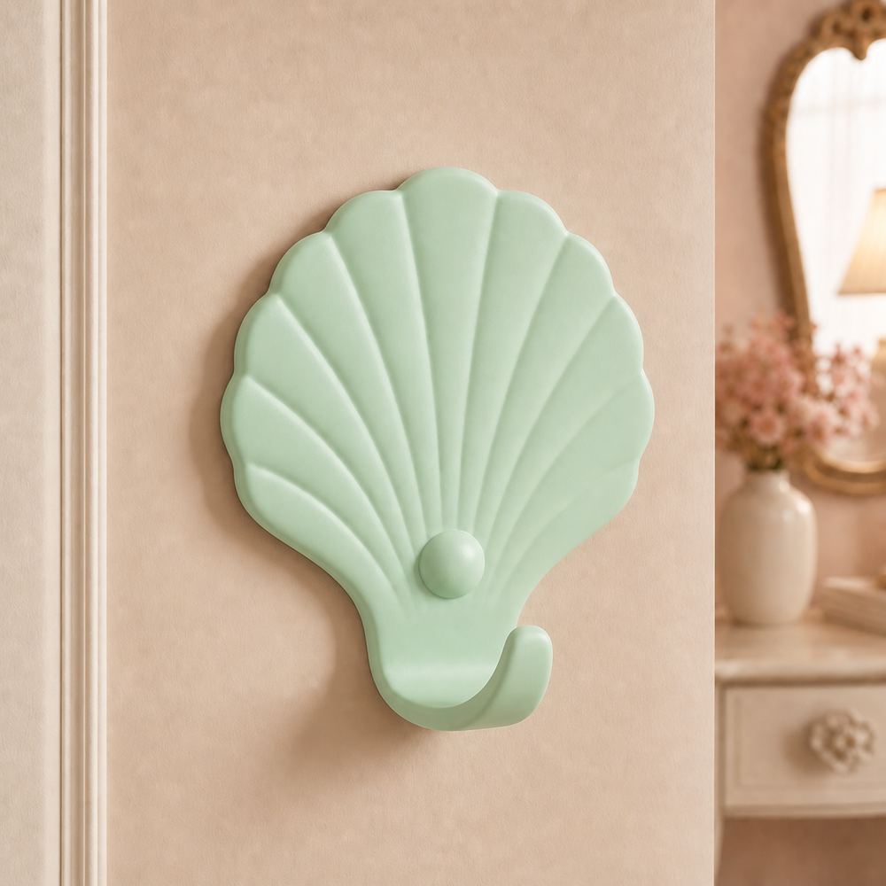 Seashell Wall Hook, Pastel Ocean Key Hook — Green color variant