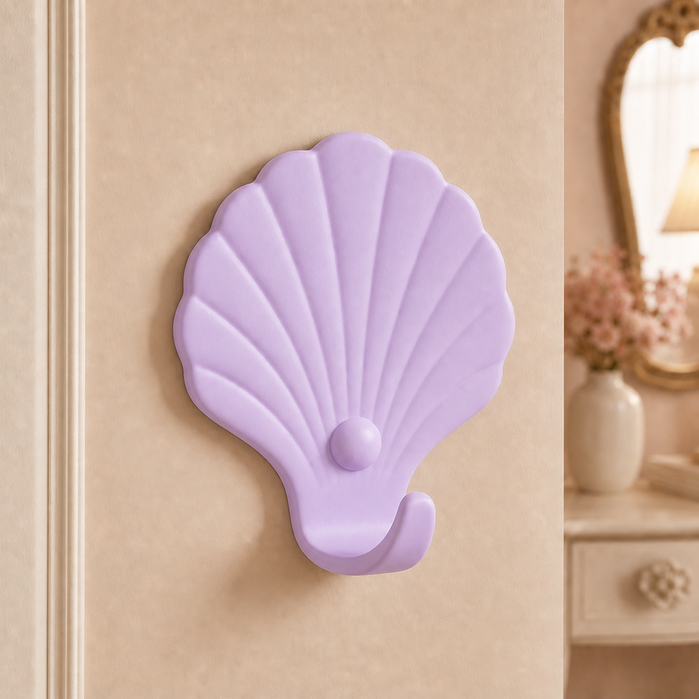 Seashell Wall Hook, Pastel Ocean Key Hook — Purple color variant