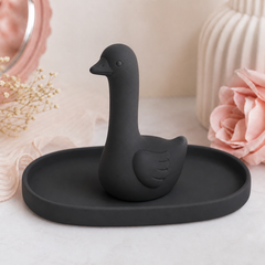 Silly Goose Ring Dish, Pastel Jewelry Tray — Black color variant