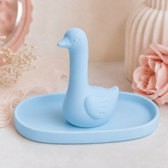 Silly Goose Ring Dish, Pastel Jewelry Tray — Blue color variant