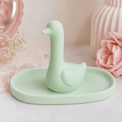 Silly Goose Ring Dish, Pastel Jewelry Tray — Green color variant